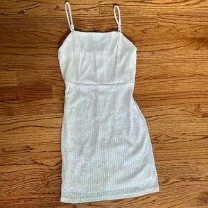 NWT Midnight Doll White Sequence Minidress